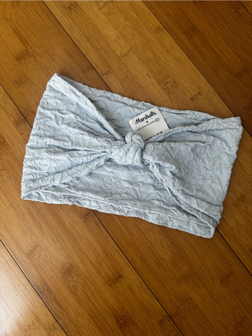 Baby blue tube top with knot tie